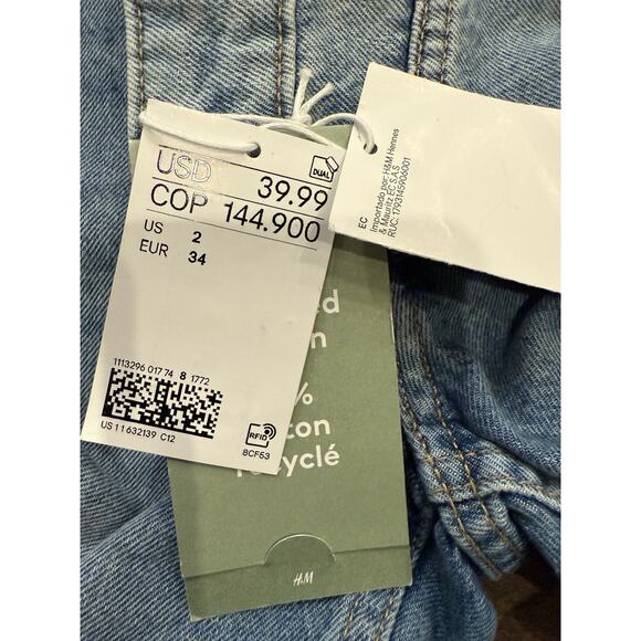 H&M Womens Blue Baggy Low Waist Distressed Taille Basse Denim Jeans Size 2 NWT - Picture 6 of 9